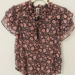 Anthropology Floral Sheer Blouse